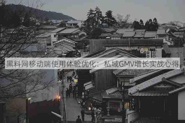 黑料网移动端使用体验优化:私域GMV增长实战心得